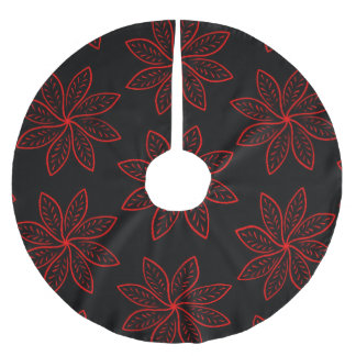 Crimson Pattern on Black Brushed Polyester Tree Skirt
