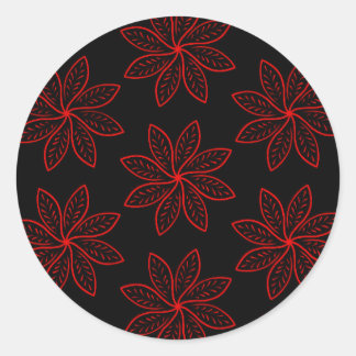 Crimson Pattern on Black Classic Round Sticker