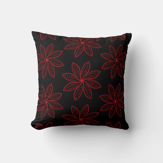 Crimson Pattern on Black  Cushion (Front)