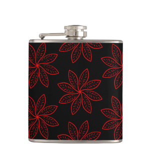 Crimson Pattern on Black  Hip Flask