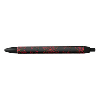 Crimson Pattern on Black  Ink Pen