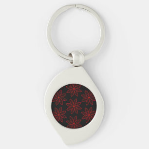 Crimson Pattern on Black  Key Ring