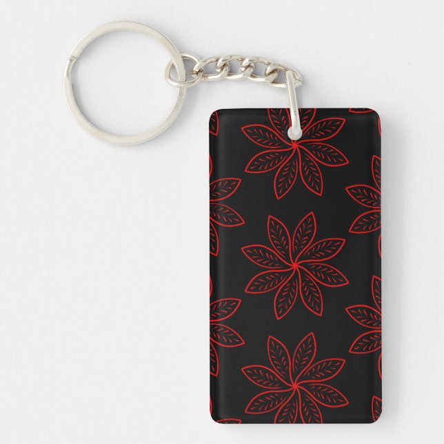 Crimson Pattern on Black  Key Ring (Front)