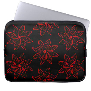 Crimson Pattern on Black  Laptop Sleeve