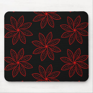 Crimson Pattern on Black Mouse Pad