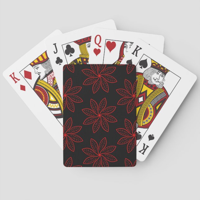 Crimson Pattern on Black  Playing Cards (Back)