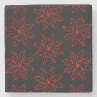 Crimson Pattern on Black Stone Coaster