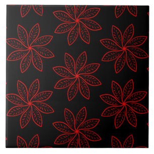 Crimson Pattern on Black  Tile