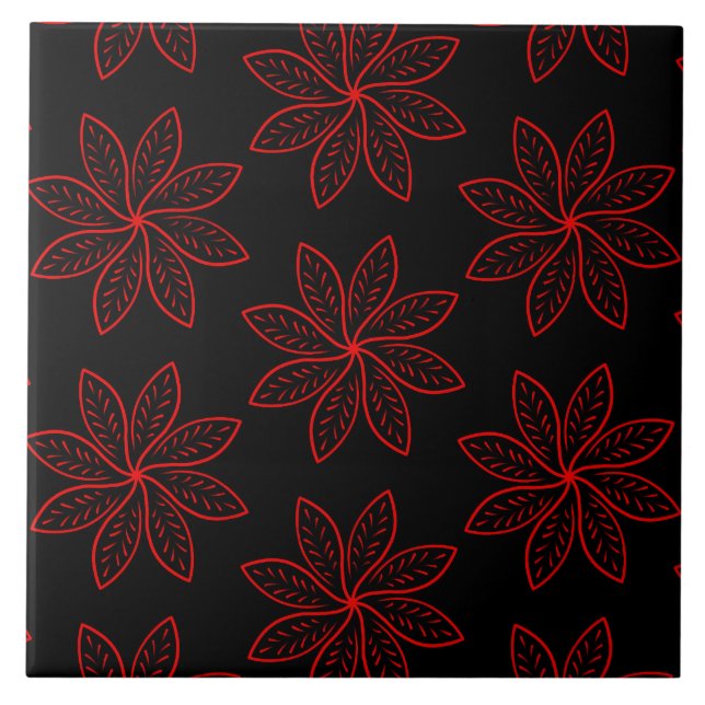 Crimson Pattern on Black  Tile (Front)