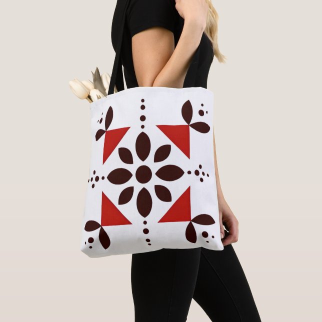 Crimson Petal Burst Tote Bag (Close Up)