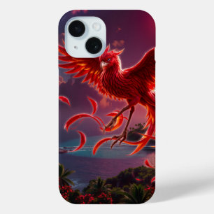 Crimson Phoenix of the Moonlit Tide.  iPhone 15 Case
