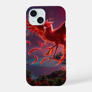Crimson Phoenix of the Moonlit Tide. iPhone 15 Case