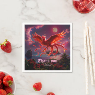 Crimson Phoenix of the Moonlit Tide. Napkin