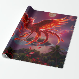 Crimson Phoenix of the Moonlit Tide.  Wrapping Paper