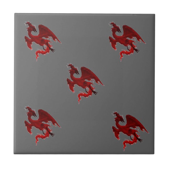 CRIMSON PHOENIX RISING FROM ASHES TILE (Front)