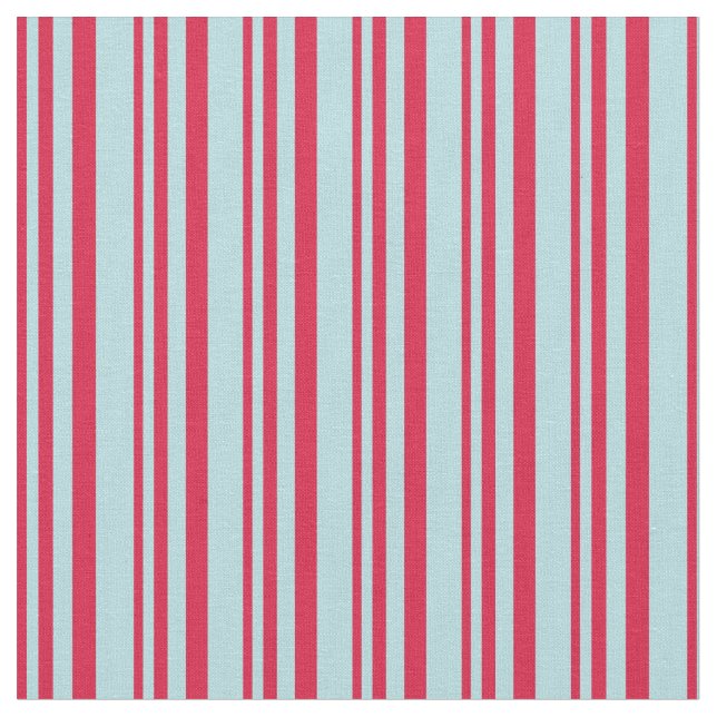 Crimson & Powder Blue Coloured Stripes Pattern Fabric (Close Up)