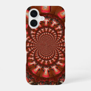 Crimson Pulse Kaleidoscope Tongue Abstract Art iPhone 16 Case