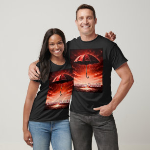 Crimson Rainfall – Red Umbrella Art Tee Unique