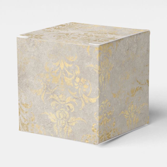 Crimson Red and Gold Vintage Damask Favour Box (Front Side)