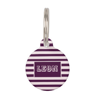 Crimson Red and Pink Line Personalised Pet Tag