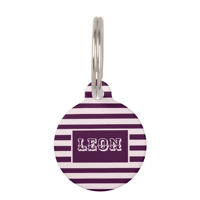 Crimson Red and Pink Line Personalised Pet Tag (Front)