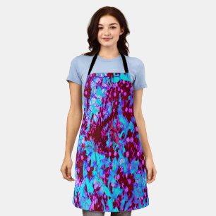 Crimson Red and Pink Wildflowers on Blue Apron