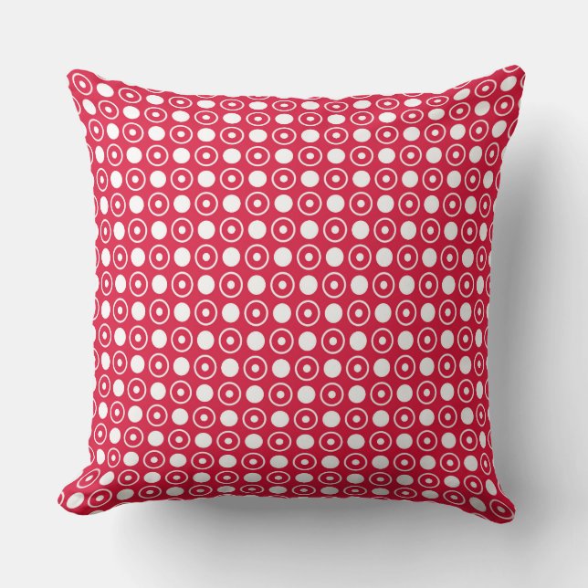 Crimson Red and white dots Cushion (Front)