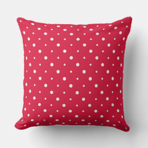 Crimson Red and white dots Cushion