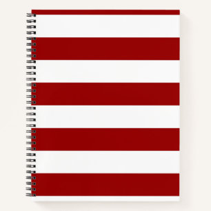 Crimson Red and White Stripes Notebook