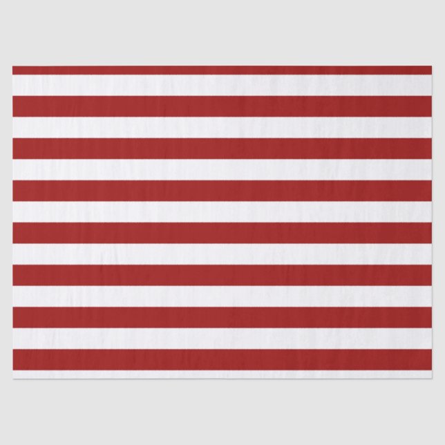 Crimson Red and White Stripes Tissue Paper (Front)