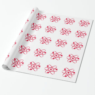 Crimson Red Atom Wrapping Paper
