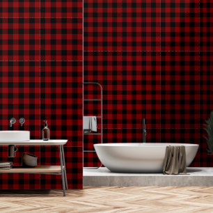 Crimson Red Black 3 Inch Lumberjack Buffalo Plaid Wallpaper