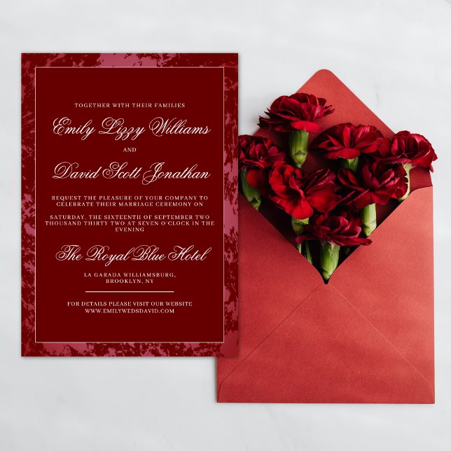 Crimson Red Classic Calligraphy Script Elegant Invitation (Creator Uploaded)