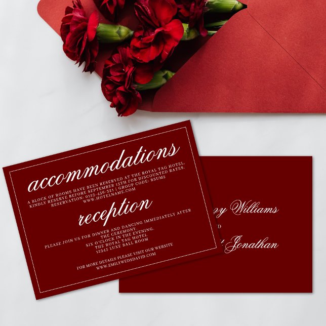 Crimson Red Classic Minimal Script Elegant  Enclosure Card (Creator Uploaded)