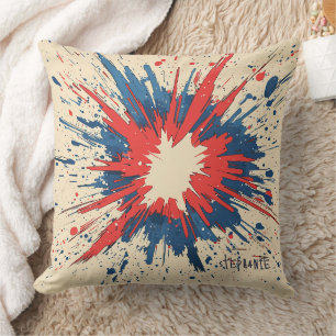 Crimson Red Comic Explosion Speed Line Cushion
