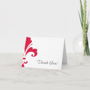 Crimson Red Fleur de lis Thank You Card