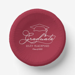 Crimson Red Graduation Party Paper Plate