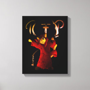 Crimson Red Grim Reaper Cat Canvas Print