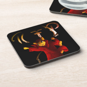 Crimson Red Grim Reaper Cat Coaster