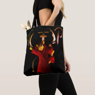 Crimson Red Grim Reaper Cat Tote Bag