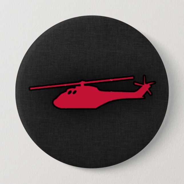 Crimson Red Helicopter 10 Cm Round Badge (Front)