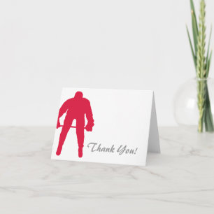 Crimson Red Hockey Thank You Card