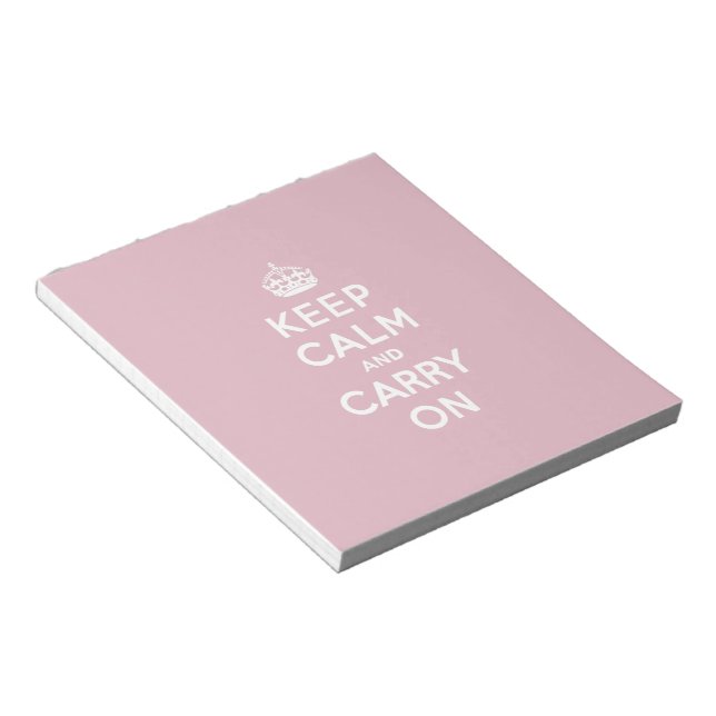 Crimson Red Keep Calm and Carry On (white text) Notepad (Angled)