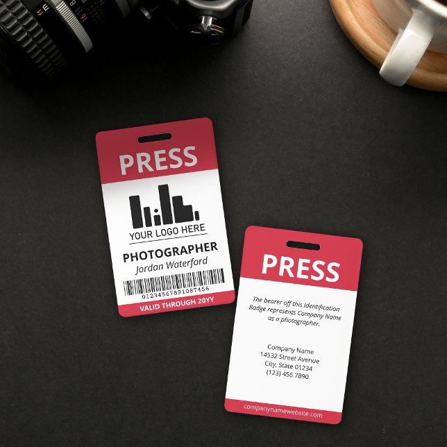 Crimson Red Logo Bar Code Press ID Badge (Creator Uploaded)
