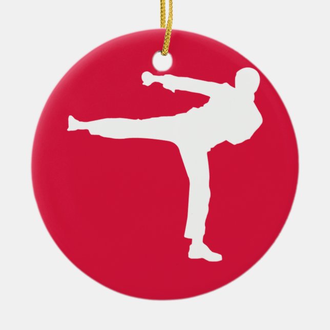 Crimson Red Martial Arts Ceramic Tree Decoration (Front)