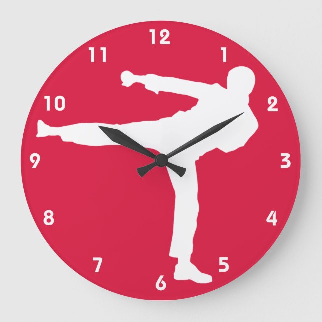 Crimson Red Martial Arts Large Clock (Front)