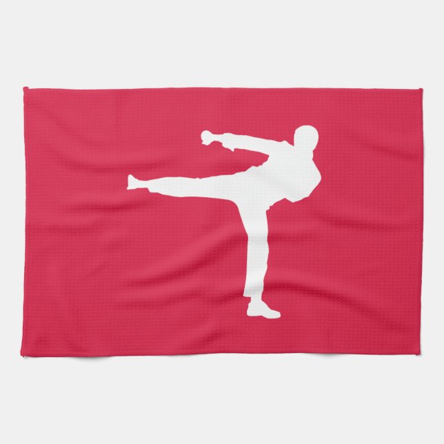 Crimson Red Martial Arts Tea Towel (Horizontal)