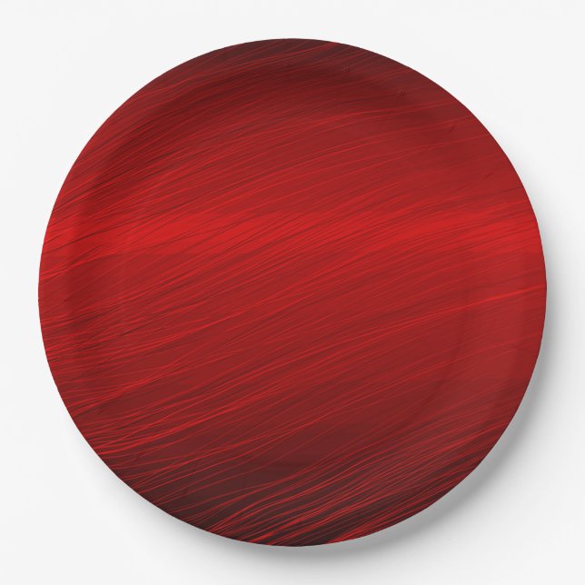 Crimson Red Metallic Graphic Paper Plate (Front)
