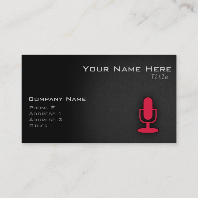 Crimson Red Microphone Business Card (Front)