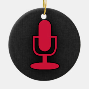 Crimson Red Microphone Ceramic Tree Decoration